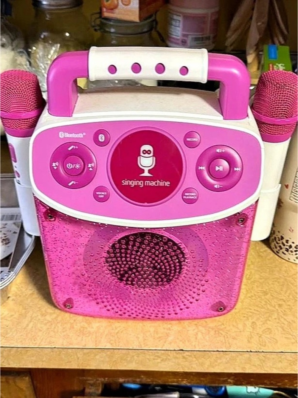 Singing Machine Sparkle Portable Karaoke Machine SML294 Pink & White